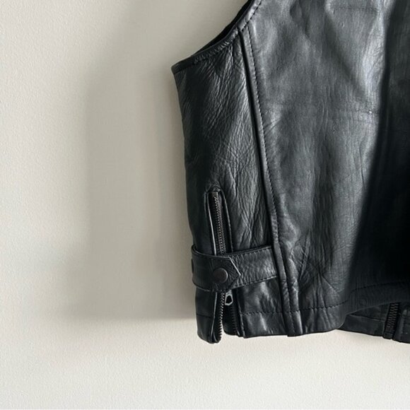 VINTAGE Screaming Eagle Black Genuine Leather Front Pockets Vest - Picture 6 of 7
